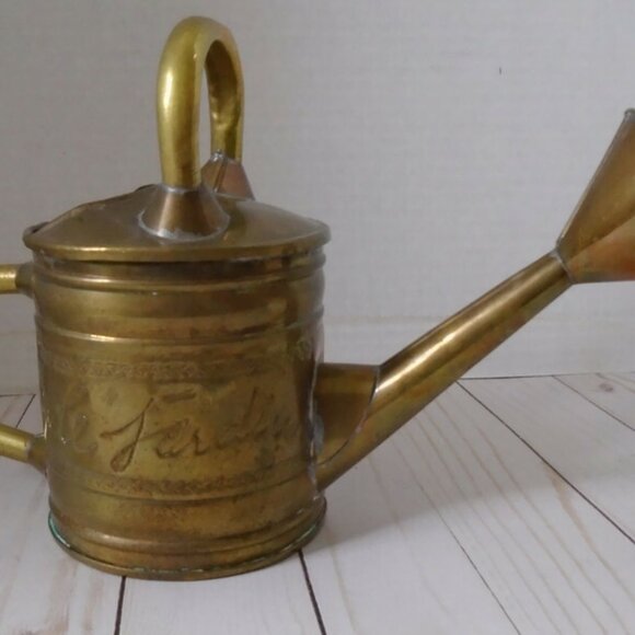 Brass Handmade Watering Can Rustic Vintage Cottage garden Inspired 3443 - Picture 3 of 8